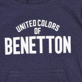 Hanorac de bumbac cu inscripție pentru bebeluși, albastru Benetton 226973 2