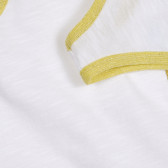 Bluză din bumbac cu detalii galbene și broderii, albă Benetton 227031 3