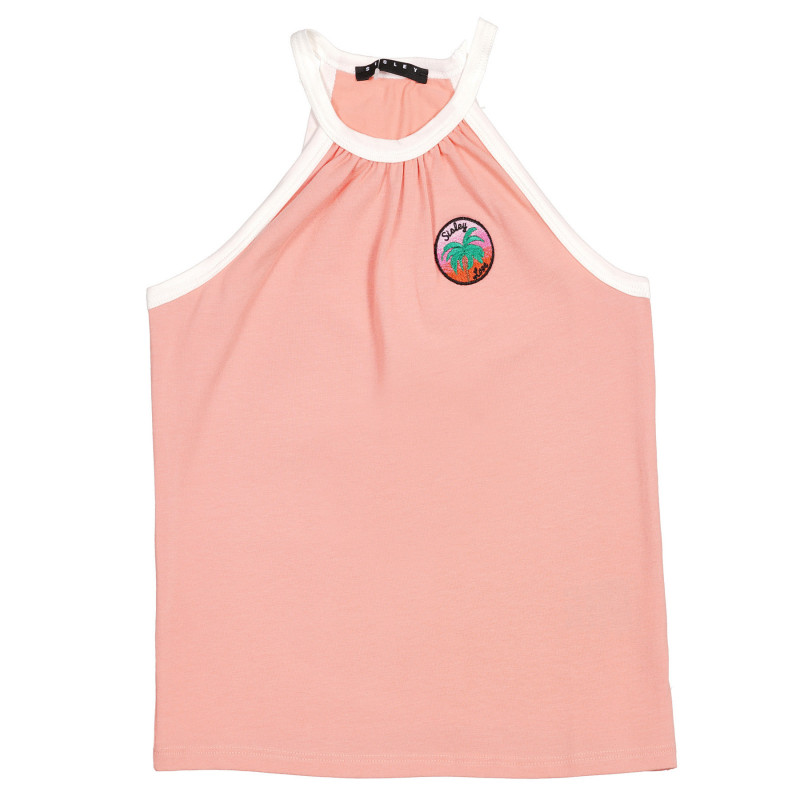 Bluză din bumbac cu margini albe și broderii, roz  227049