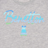Bluză din bumbac cu inscripția mărcii pentru bebeluși, gri Benetton 227058 2