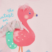 Tricou din bumbac cu imprimeu și aplicație pentru bebeluș, roz Benetton 227070 2