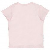 Tricou din bumbac cu imprimeu și aplicație pentru bebeluș, roz Benetton 227072 4