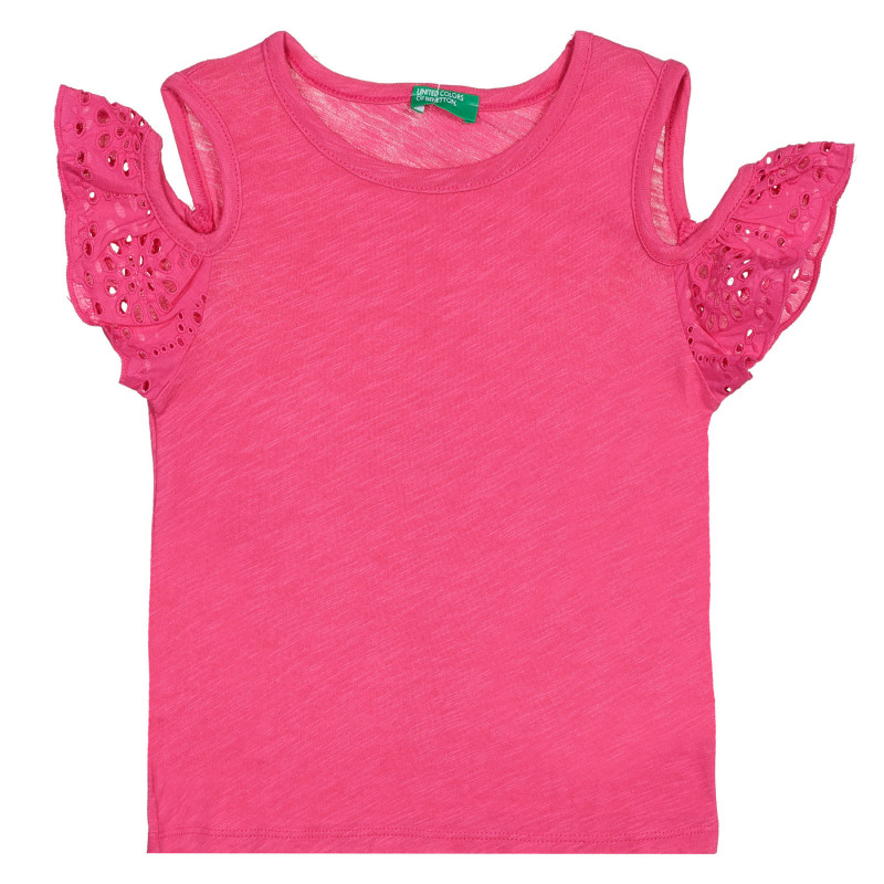 Bluză din bumbac cu mâneci tăiate - roz  227088
