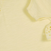 Bluză din bumbac cu mâneci decupate, galbenă Benetton 227100 2