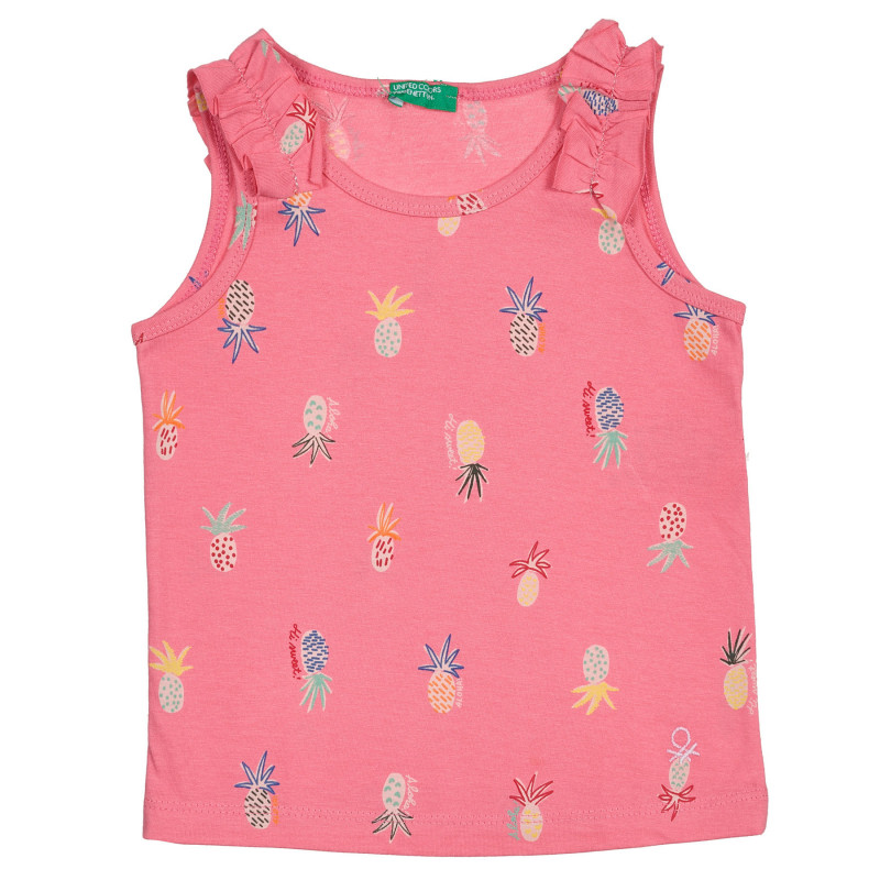 Bluză din bumbac cu volane și imprimeu grafic pentru bebeluș, roz  227113