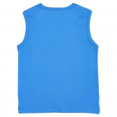 Tricou de bumbac cu inscripție marcă, albastru Benetton 227136 4