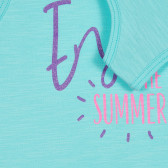 Bluză din bumbac cu inscripție Bucurați-vă de vară, albastru Benetton 227147 3