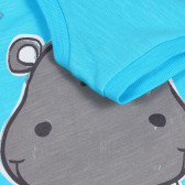 Bluză din bumbac cu imprimeu hipopotam pentru bebeluși, albastru Benetton 227151 3