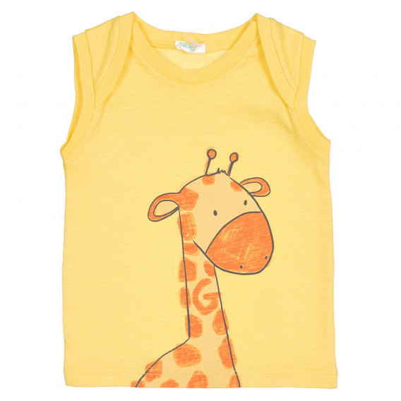 Bluză din bumbac cu imprimeu girafă pentru bebeluși, galben Benetton 227160 