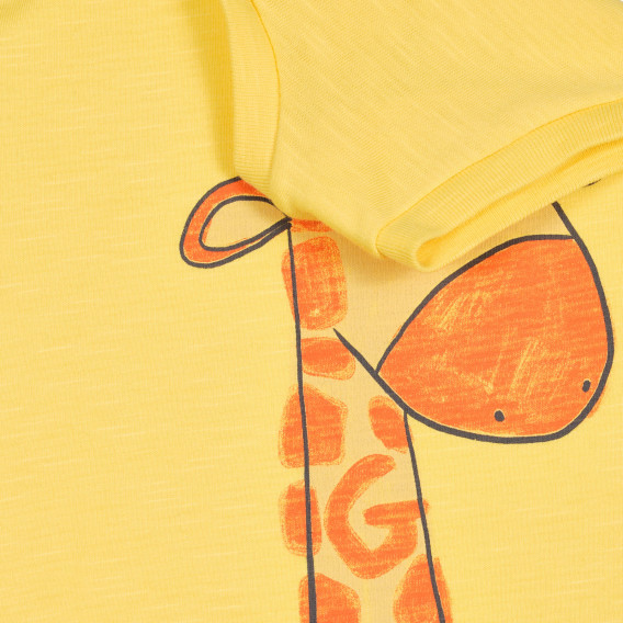 Bluză din bumbac cu imprimeu girafă pentru bebeluși, galben Benetton 227162 3