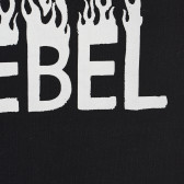 Hanorac de bumbac cu mâneci lungi și inscripția Rebel, negru Sisley 227166 3