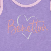 Bluză din bumbac cu inscripție din brocart a mărcii, violet Benetton 227169 2