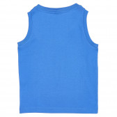 Tricou de bumbac cu inscripție, albastru Benetton 227183 4
