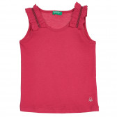 Bluză din bumbac cu volane pentru bebeluș, roz închis Benetton 227192 