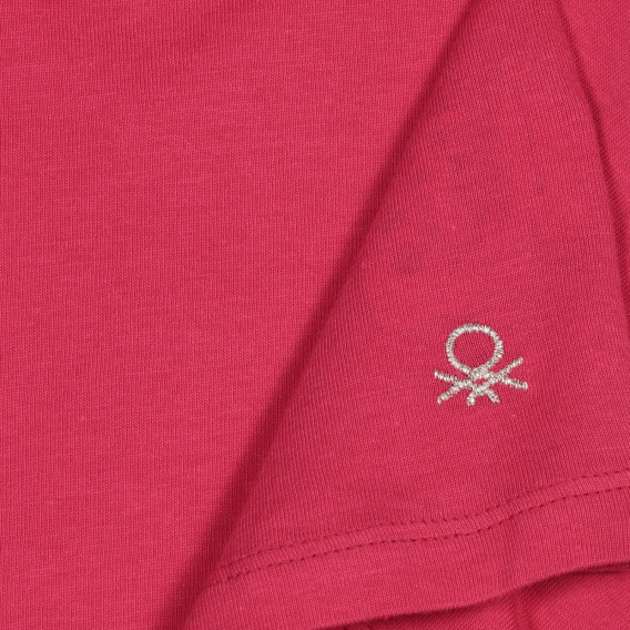 Bluză din bumbac cu volane pentru bebeluș, roz închis Benetton 227193 2
