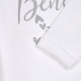 Hanorac din bumbac cu inscripție din brocart, alb Benetton 227202 3