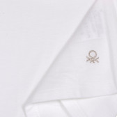 Bluză din bumbac cu volane și paiete, albă Benetton 227213 2