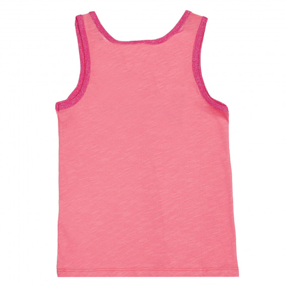 Tricou de bumbac cu detalii roz și inscripția mărcii, roz Benetton 227267 4