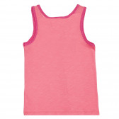 Bluză din bumbac cu inscripție brocartă a mărcii, roz Benetton 227279 4