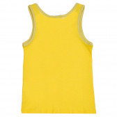 Tricou de bumbac cu inscripția mărcii din brocart, galben Benetton 227281 4