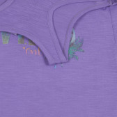 Bluză din bumbac cu inscripție din brocart, violet Benetton 227310 3