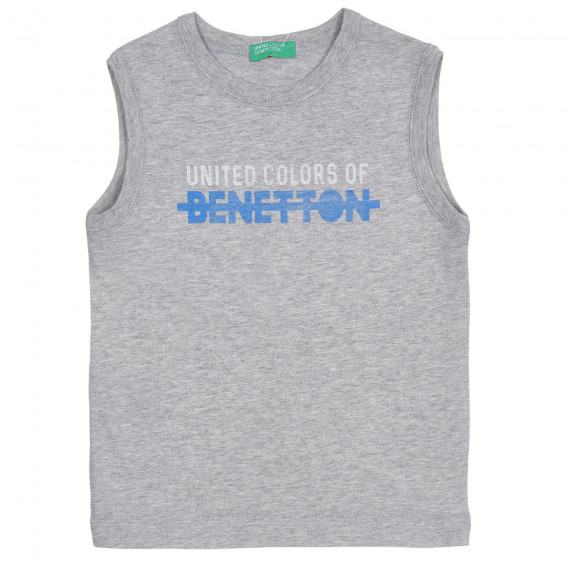 Bluză din bumbac cu inscripție pentru bebeluși, gri Benetton 227344 