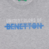 Bluză din bumbac cu inscripție pentru bebeluși, gri Benetton 227346 2