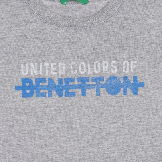 Bluză din bumbac cu inscripție pentru bebeluși, gri Benetton 227346 2