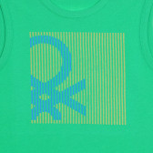 Tricou de bumbac cu sigla mărcii, verde Benetton 227373 2