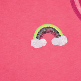 Bluză din bumbac cu paiete, roz Benetton 227413 2