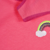 Bluză din bumbac cu paiete, roz Benetton 227414 3