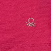 Bluză din bumbac cu volane și paiete, roz închis Benetton 227429 2