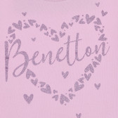 Hanorac de bumbac cu inscripție din brocart, violet Benetton 227525 2