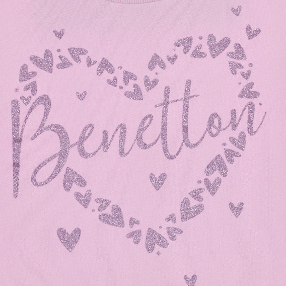 Hanorac de bumbac cu inscripție din brocart, violet Benetton 227525 2