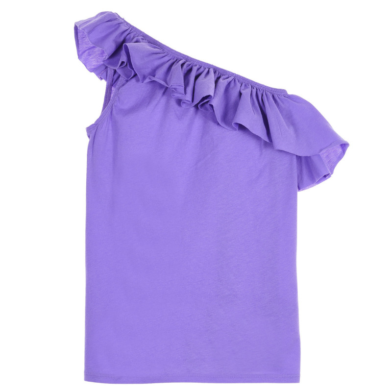 Bluză din bumbac cu o singură bretea și volane, violet  227560