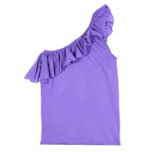 Bluză din bumbac cu o singură bretea și volane, violet Benetton 227562 3