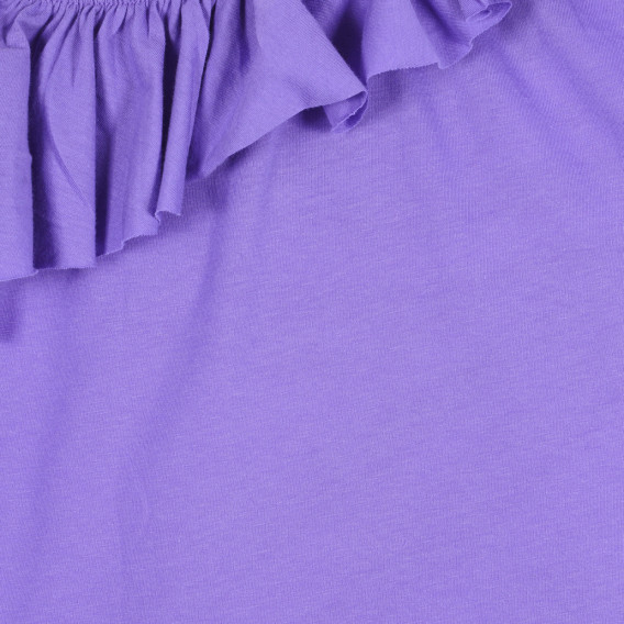 Bluză din bumbac cu o singură bretea și volane, violet Benetton 227563 4