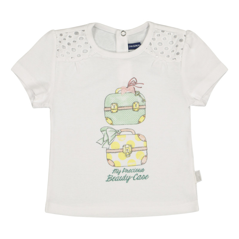 Tricou de bumbac pentru fetițe, alb  227595