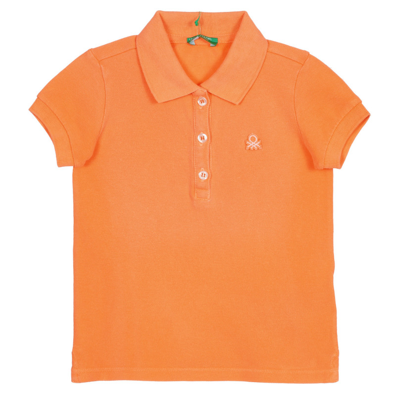 Tricou din bumbac cu mâneci scurte și guler, în portocaliu  227829