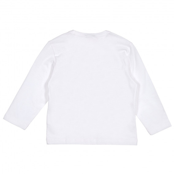 Bluză din bumbac cu imprimare grafică colorată, albă Benetton 227848 4