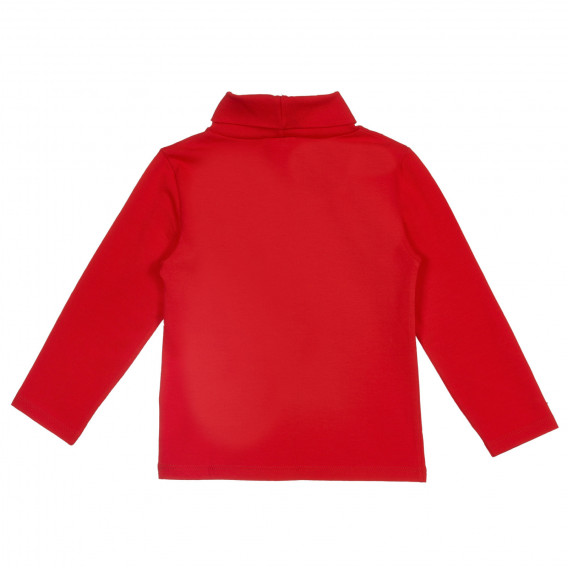 Bluză din bumbac cu guler polo, roșie Benetton 227852 4