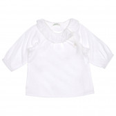 Bluză din bumbac cu guler rotund pentru bebeluși, albă Benetton 227853 