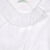 Bluză din bumbac cu guler rotund pentru bebeluși, albă Benetton 227855 3