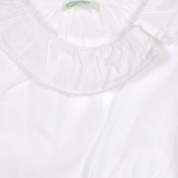 Bluză din bumbac cu guler rotund pentru bebeluși, albă Benetton 227855 3