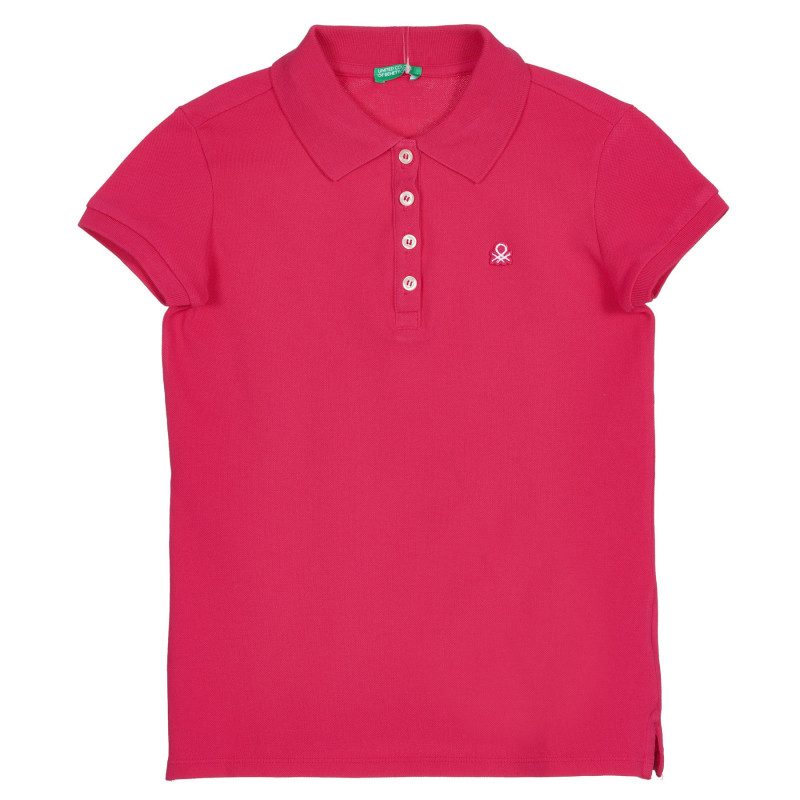 Tricou din bumbac cu mâneci scurte și guler, roz  227865