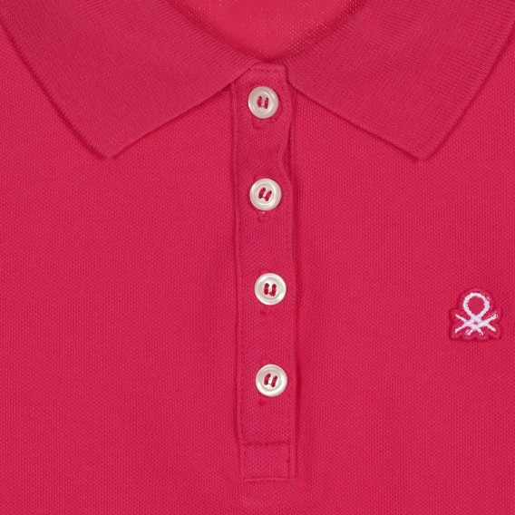 Tricou din bumbac cu mâneci scurte și guler, roz Benetton 227866 2