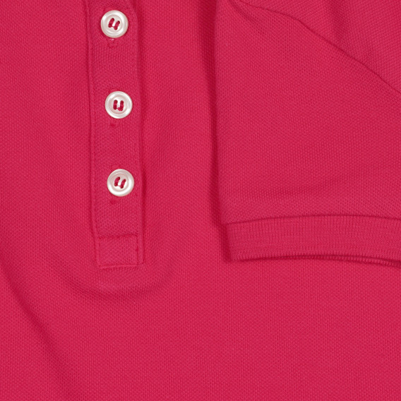 Tricou din bumbac cu mâneci scurte și guler, roz Benetton 227867 3