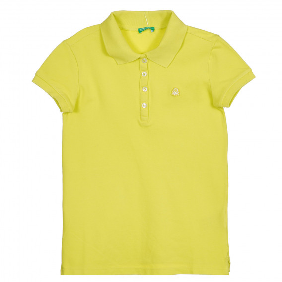 Bluză din bumbac cu mâneci scurte și guler, galben Benetton 227869 