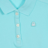 Tricou din bumbac cu mâneci scurte și guler, albastru deschis Benetton 227874 2