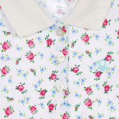 Tricou din bumbac cu guler și imprimeu floral, albă Benetton 227882 2